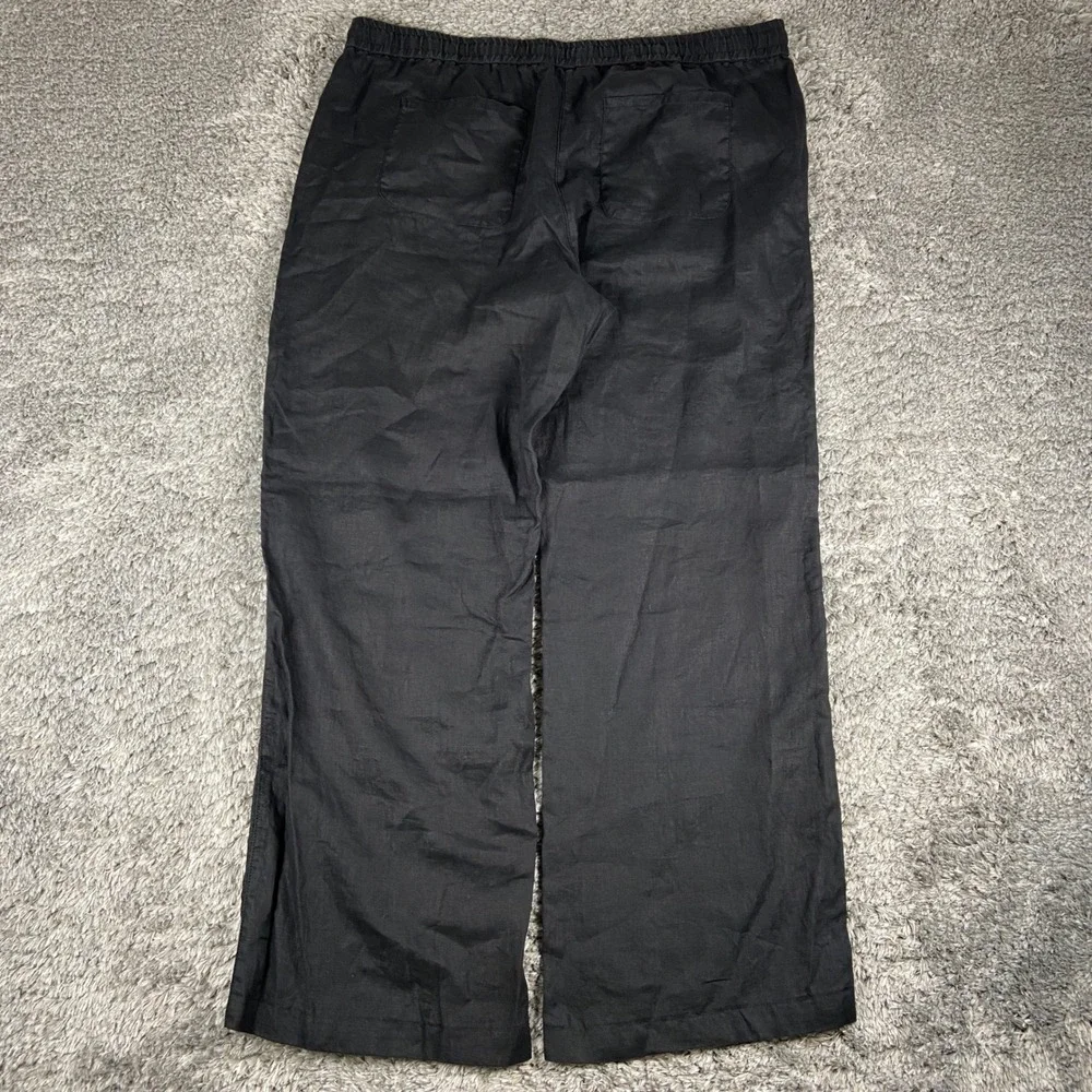 Tommy Bahama Linen Pants Mens L Black Drawstring Elastic Waist Coastal Beach
